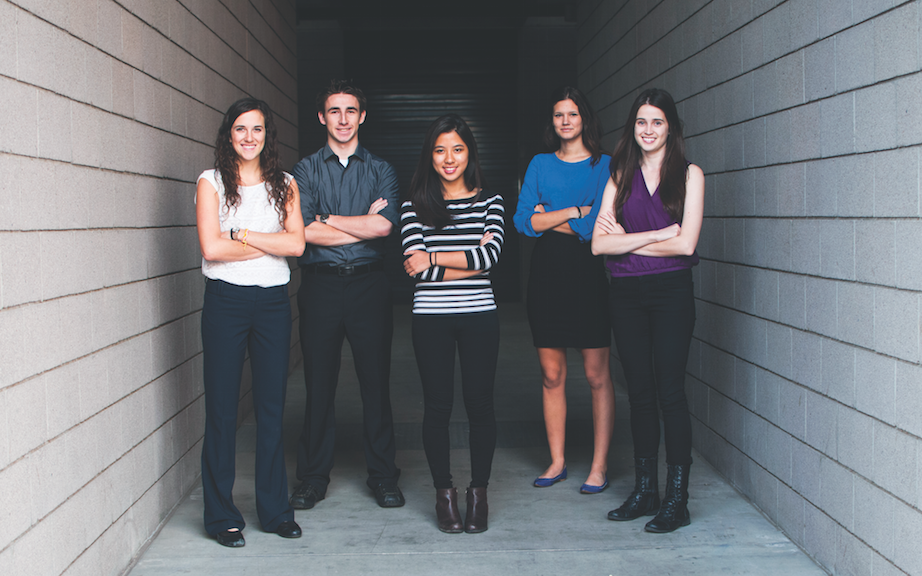 Group effort: ASU project team members, from left, Sara Mantlik, Nick Kemme, Christine Bui, Jackie Janssen, Fionnuala McPeake and Andrea Kemmerrer (not pictured) are fundraising to construct a mobile dental clinic. Photo by Cheman Cuan